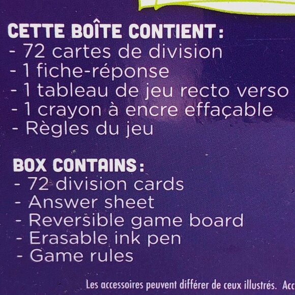 New Sealed Learning Card Game - Divisions English/French Age 8+ - Picture 10 of 13